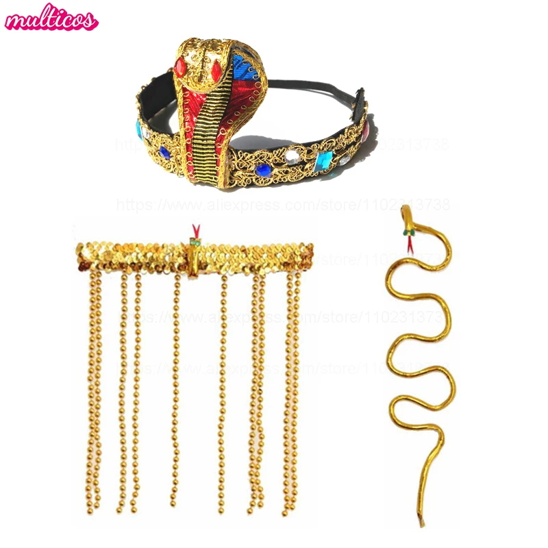 كليوباترا شعر مستعار امرأة مصر الملكة الشعر الأسود خرز ذهبي كليوباترا تأثيري اكسسوارات خوذة الرقص هالوين حفلة لعب الأدوار الباروكات #5