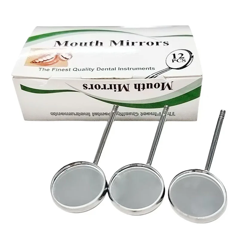 12Pcs Dental Mouth Mirror Head Stainless Steel Reflector Intraoral Oral Mirror for Inside Mouth Dentistry Accessory Tool #4#5