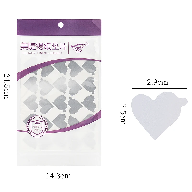 300Pcs Disposable Eyelash Glue Holder Foil Pallet Eyelashes Extension Glue Pads Heart Lash Lifting Stickers Stand on Jade Stone