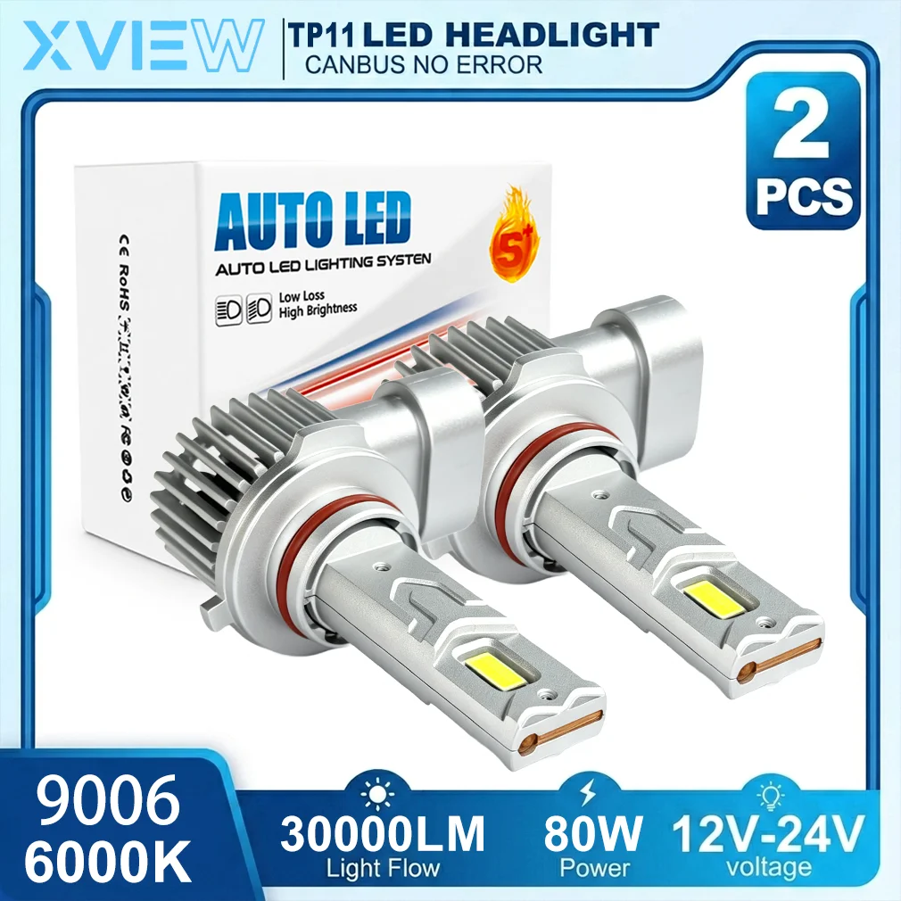 

XVIEW H4 Led Headlights 80W 30000LM H7 LED Canbus 9005 9006 H11 Car Light Bulbs Auto Headlamp Fog Lights 6000K 12V 24V White