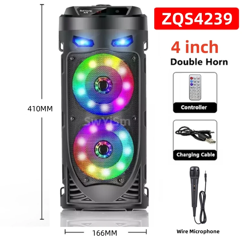 High Power Dual Horn LED Color Flash Party DJ Sound Box Outdoor Portable Karaoke Bluetooth Speaker With Microphone Caixa De Som