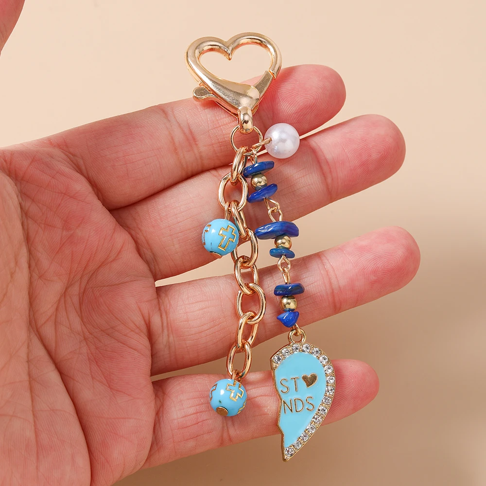 Aihua Niedlicher Kristallherz-Schlüsselanhänger für Beste Freundinnen, Frauen und Mädchen, BFF-Schlüsselring-Anhänger zur Handtaschendekoration, DIY Handgemachter Schmuck Geschenk – Detail 4
