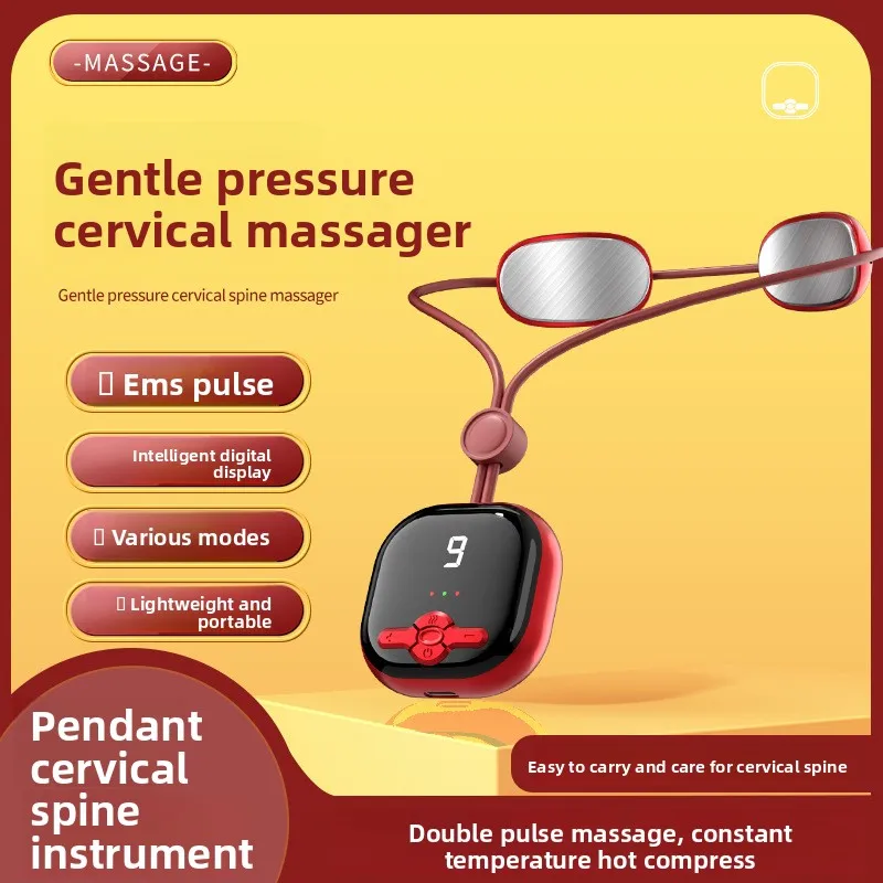 

Portable Neck Massager with Heat - TENS Pulse Therapy for Shoulder Pain Relief, Home Use & Wearable