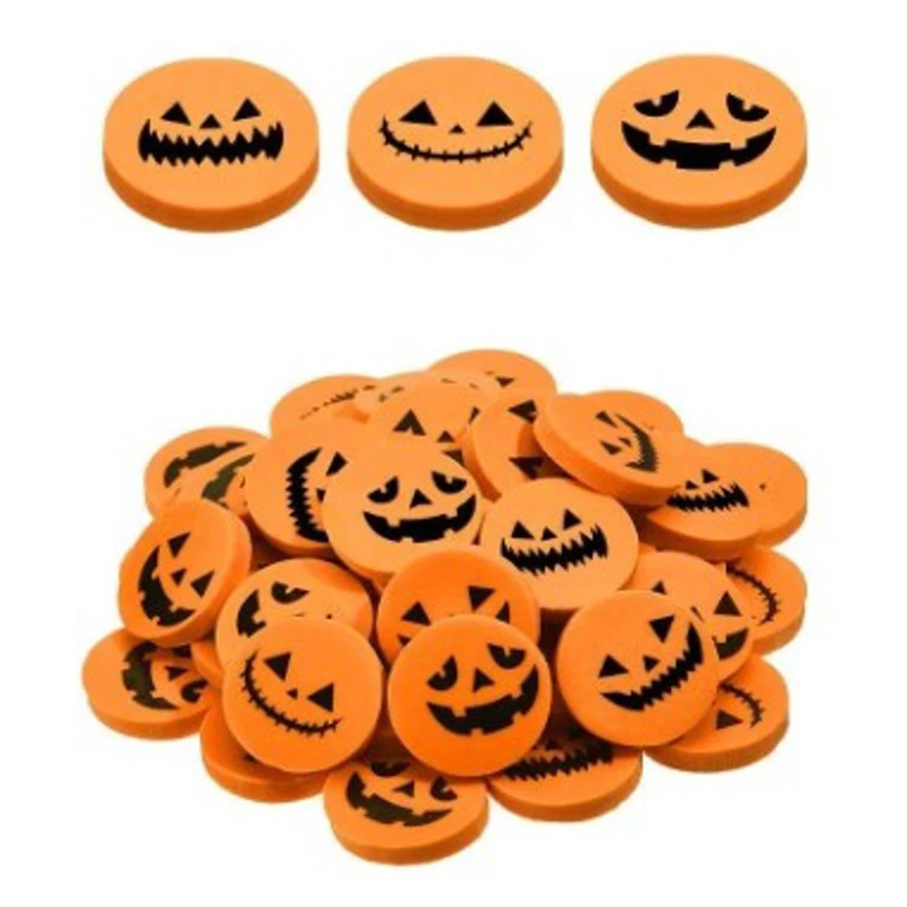 Borrador de calabaza para niños, gomas de borrar de lápiz para cumpleaños, surtido de novedad, pequeño, lindo, fiesta de Halloween, Carnaval, 51 paquetes por lote