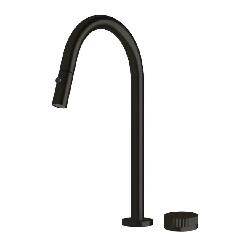 

Pull, kitchen faucet, basin faucet, brushed silver, black matte.