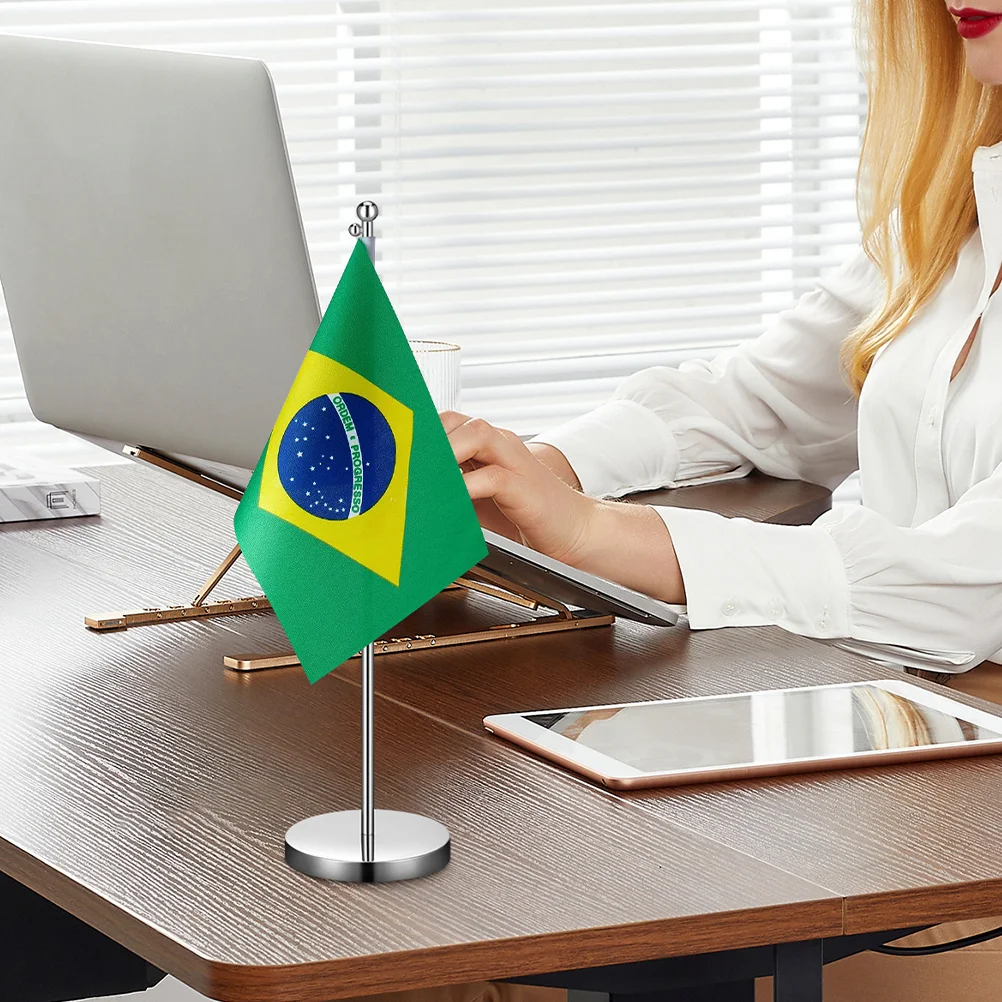 

2pcs Stainless Steel Desk Holder Adjustable Table Pole Stand Base For Office Indoor Display Table Flag Stand Mini Flag