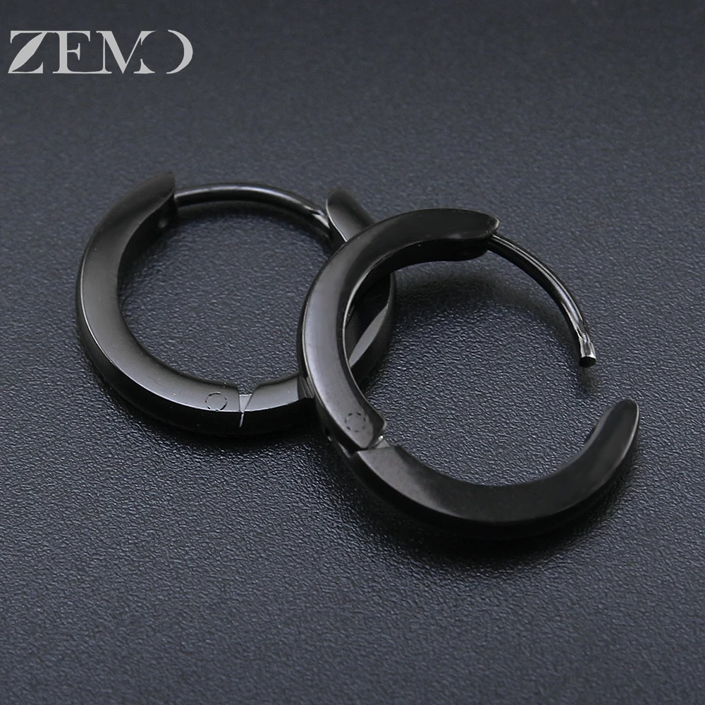 ZEMO 1 Pair 16G Stainless Steel Hoop Earrings For Men Women Basic Round Earring 7/9/12/14/16MM Helix Tragus Cartilage Piercing