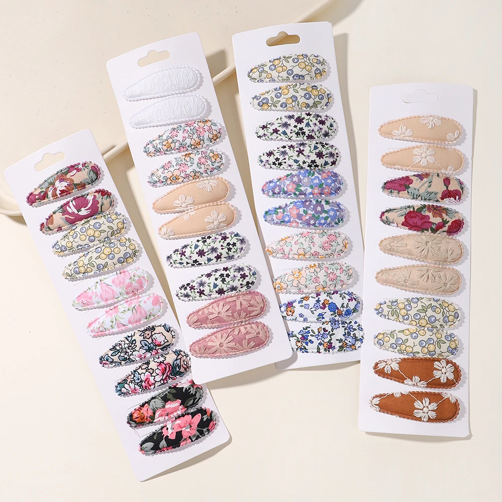 10Pcs/Set Newborn Cute Embroidery Printing BB Clip Fashion Girl Hair Clip Baby Hair Accessories Kids Accessories Headwear Gift