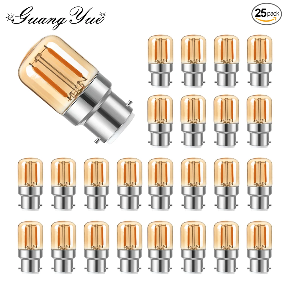 Mini Tube Led Light Bulbs T28 220V 1W B22 Warm White Amber Glass Replaceable Pendant Indoor Retro Filament Lamp Decoration Light