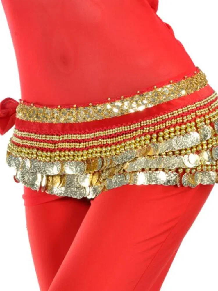 338 عملات حزام الرقص الشرقي الخصر وشاح الورك القبلية هامش سلسلة التفاف أسود أحمر أبيض أزرق وردي بدلة الرقص الإكسسوار #6