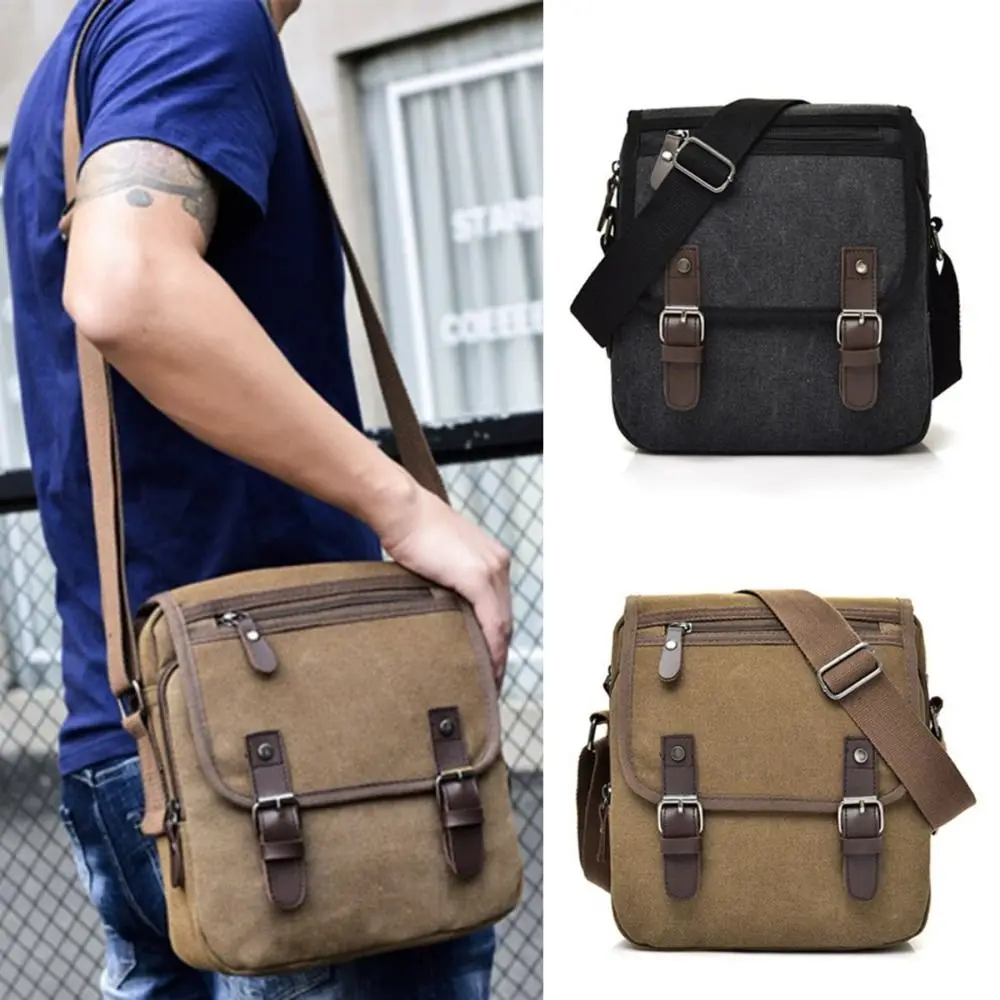 Bolsa de ombro retrô resistente ao desgaste para homem, bolsa transversal durável, grande capacidade, roupa diária, moda