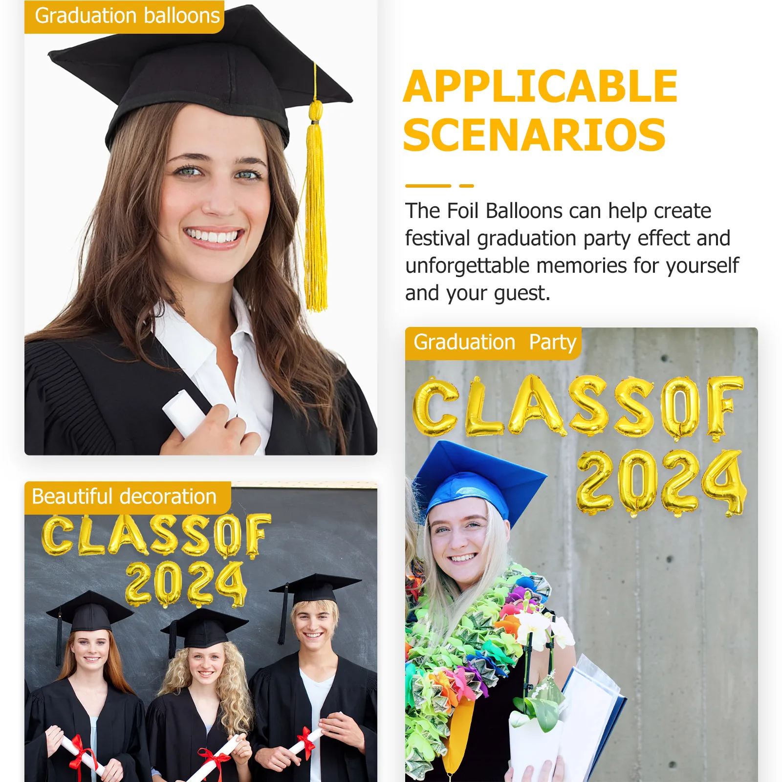 

1Set Class of 2024 Graduation Balloons Aluminum Foil Decorative Balloon Party Supplies Graduation Photo Background Decorations