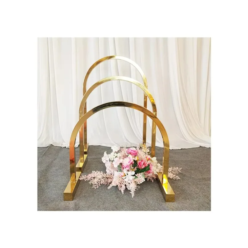 3Pcs Gold Stainless Steel Background Wedding Arch Wedding Decoration Metal Arch Wedding