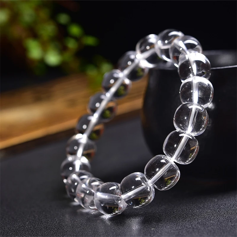 12MM Natural Clear Quartz Bucket Bead Bracelet Crystal Yoga Reiki Healing Stretch Female Holiday Gift 1PCS