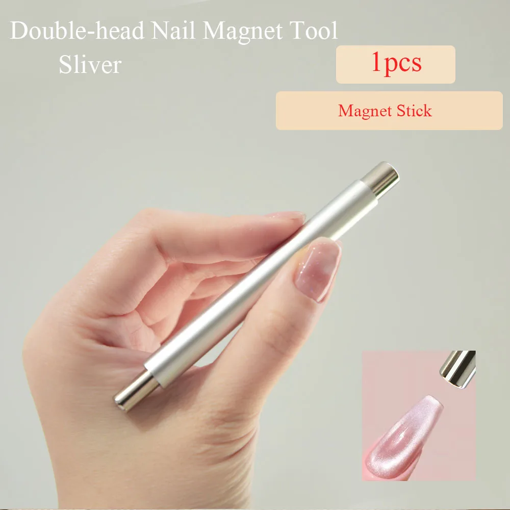  Glasperlen speziell für Katzenauge, rosa Nagel-Magnetstab, neu verbessertes Nagellack-Kleber-Magnetstab, Doppelkopf-Magnetwerkzeug
