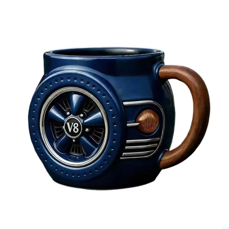 62KD Elegant Automotive Styled Mug Resin Craftsmanship And Steel Interior Drinkware Unique Engine Coffee Cup