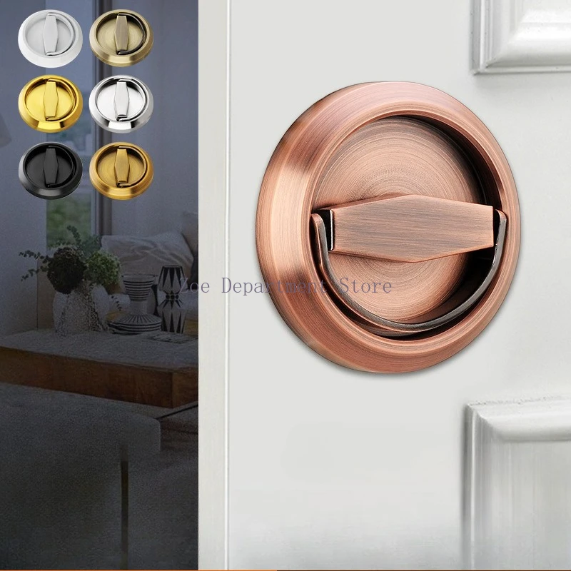 

Замок-ручка из нержавеющей стали с выдвижным кольцом для дверей, для гостиной, ванной комнаты, фоновой стены, односторонний, скрытый, невидимый, круглый