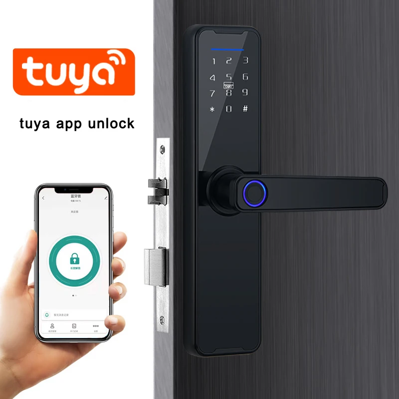 Tuya App Electronic Digital Smart Door Lock Password biometrica dell\'impronta digitale sblocco remoto Keyless Office Apartment Door Lock