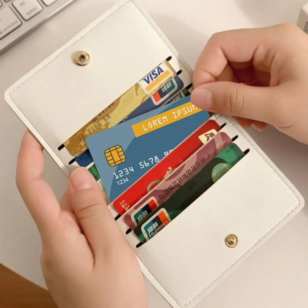 Creative PU Leather Mini Wallets RFID Blocking ID Card Holder Laminated Concealed Pull-out Business Card Case