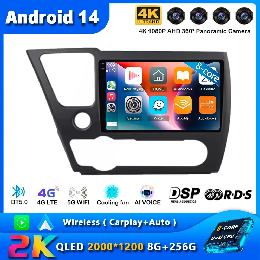 

Android 14 Car Radio For Honda Civic 9 2013-2016 US EDITION AI Voice Multimedia Video Player Navigation GPS No 2din DVD