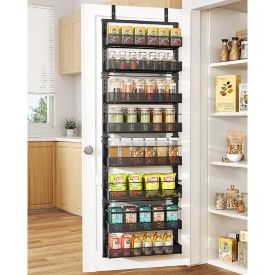 

8-уровневый органайзер для двери - регулируемые по высоте органайзеры и системы хранения для кладовой с плотными сетчатыми корзинами, предотвращающими раскачивание при подвешивании