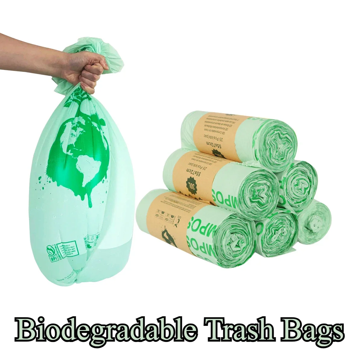 

50PCS 6/8/10/30L Biodegradable Garbage Bags Household Compostable Garbage Bags Thickened Breakpoint Easy To Tear Garbage Bags