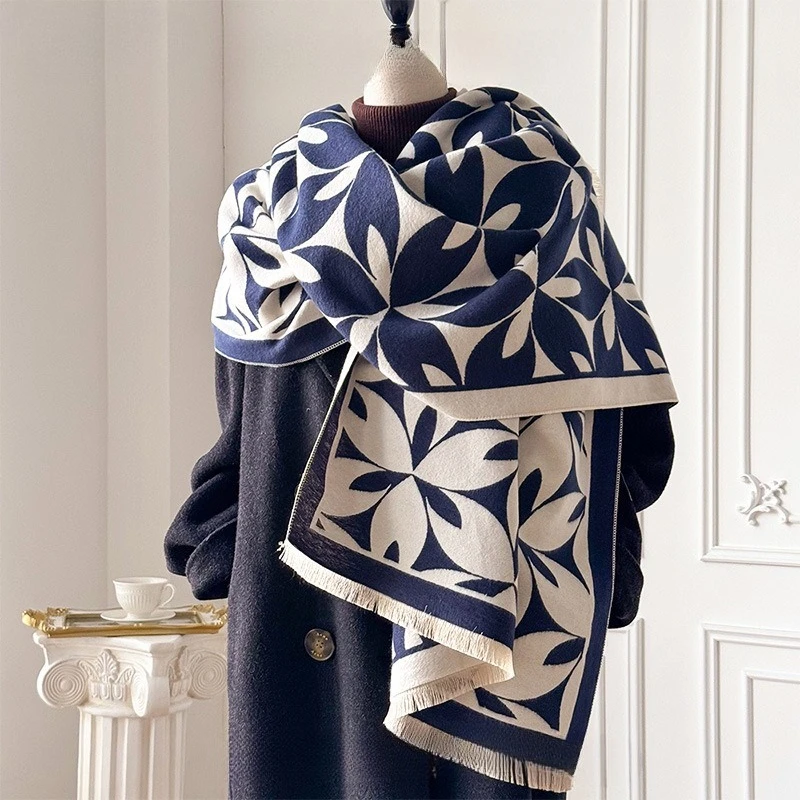 

Design sense, versatile accessories, large shawl, French thick warm scarf, elegant socialite shawl, outer scarf