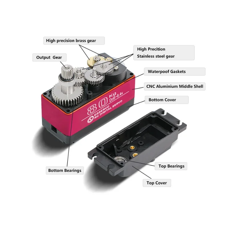2PCS DS5180 80KG Servo DS5180SSG DS5180MG High Torque High Voltage Waterproof Metal Gear Digital Servo for RC Car Robot Boat