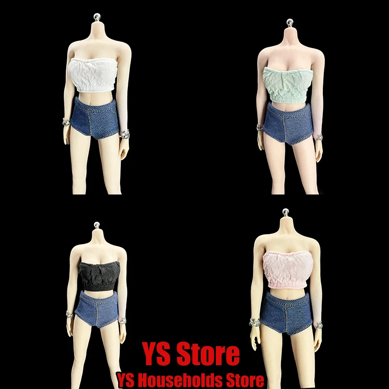 CJG-054 1/6 Female Soldier Warm Color Wrinkle Wrap Chest Bra Bottoming Short Top Clothes Accessory For 12