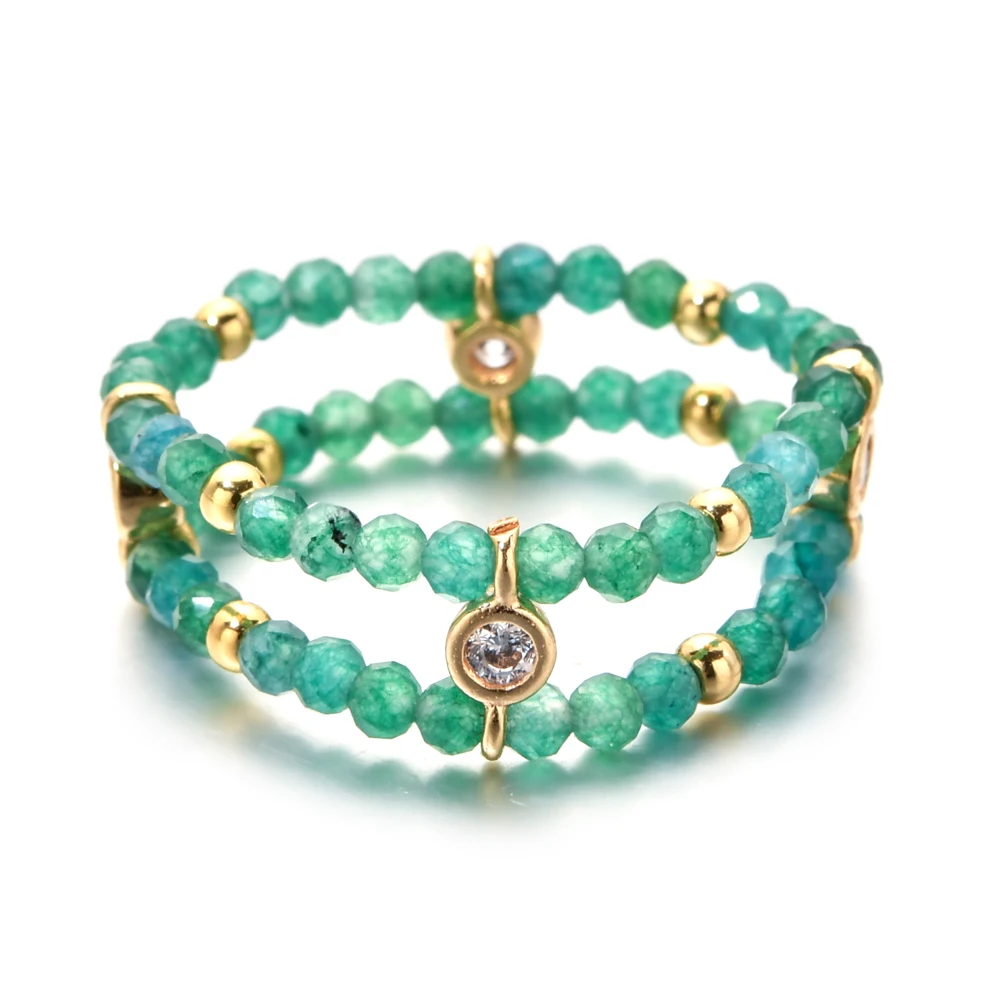 Image of Neuer Boho-Perlen-Turmalin-Naturstein-Perlenring, verstellbarer elastischer Schmuck, eleganter Alltagsring für Frauen, Valentinstagsgeschenk