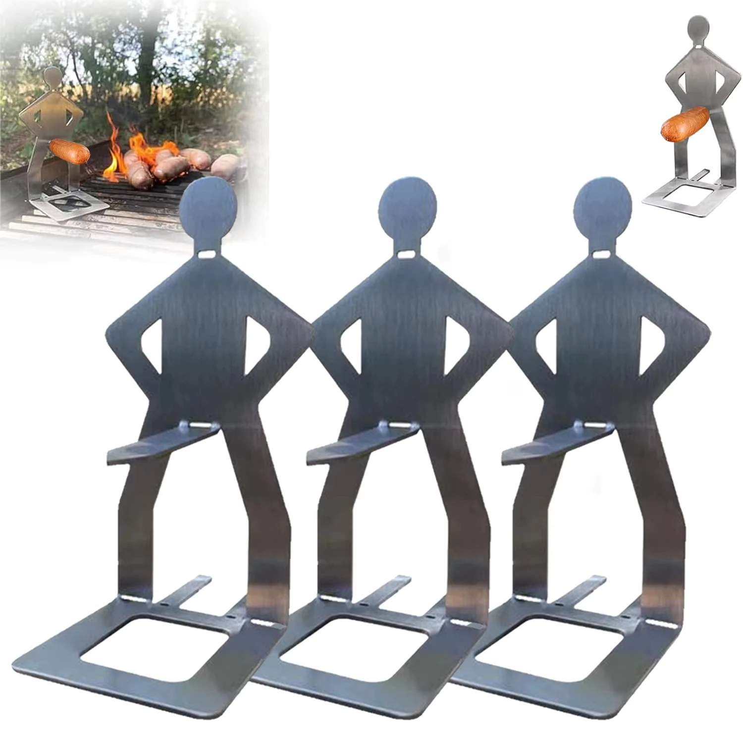 Estante para asar barbacoa portátil, soporte para salchichas, acero inoxidable 304, accesorios para parrilla de cocina al aire libre, regalos, regalo de cumpleaños para hombres