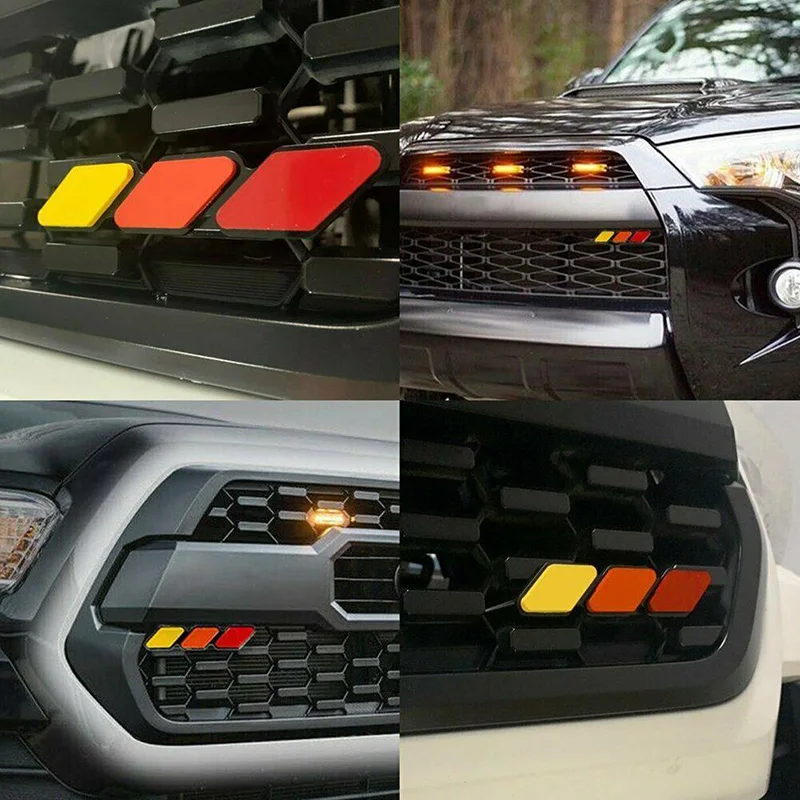 3 kleuren Grille Badge Emblem Voor Toyota Tacoma Tundra 4 Runner TRD Highlande Rav4 CHR Strip Luchtinlaat Auto accessoires