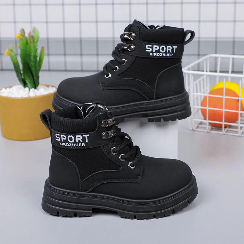 Spring Autumn New Girls\' Short Boots Fashion Boys\' Primary School Children\'s Single Leather Boot Baby Kids Non-slip Fashion Boot