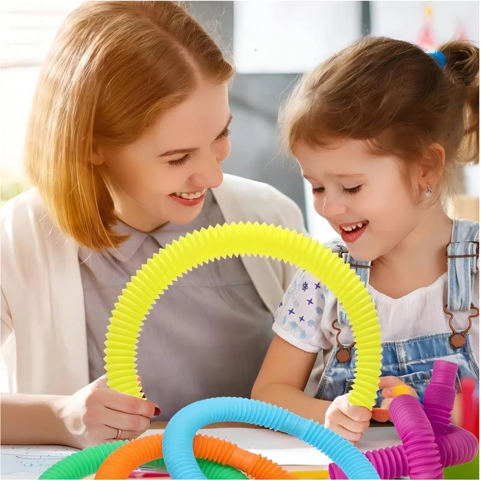 10-30PCS Colorful Telescopic Tubes Fidget Toys Plastic Sensory Pop Tubes Stress Relief Toys Kids Adults DecompressionToy Gifts view 4