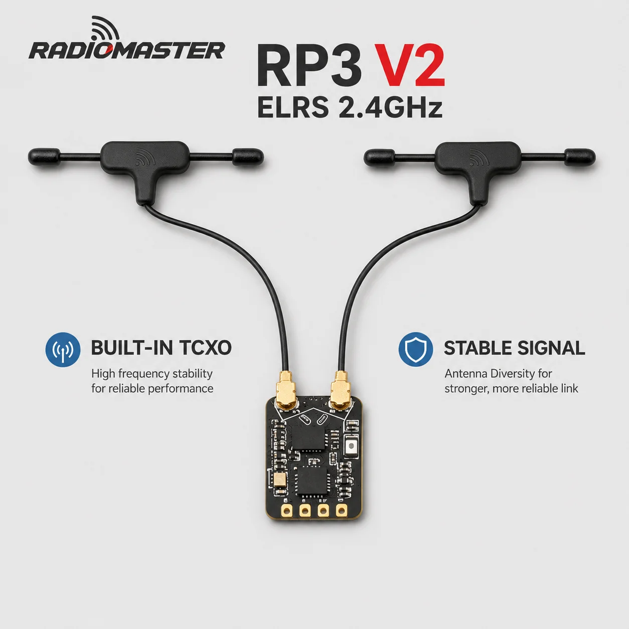 RadioMaster RP1 RP2 RP3 V2 ELRS Receiver 2.4GHz CRSF Nano RX for FPV Drone RP3 Antenna Diversity 100mW SuperD Alternative 5V Kit