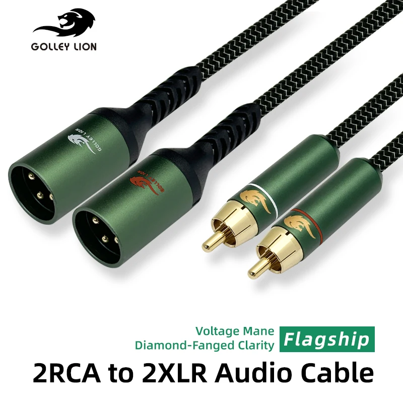 GOLLEY LION 2 RCA to Dual XLR Male Audio Cable | Silver-Plated Copper | Pro Audio/Home Theater/Amplifiers