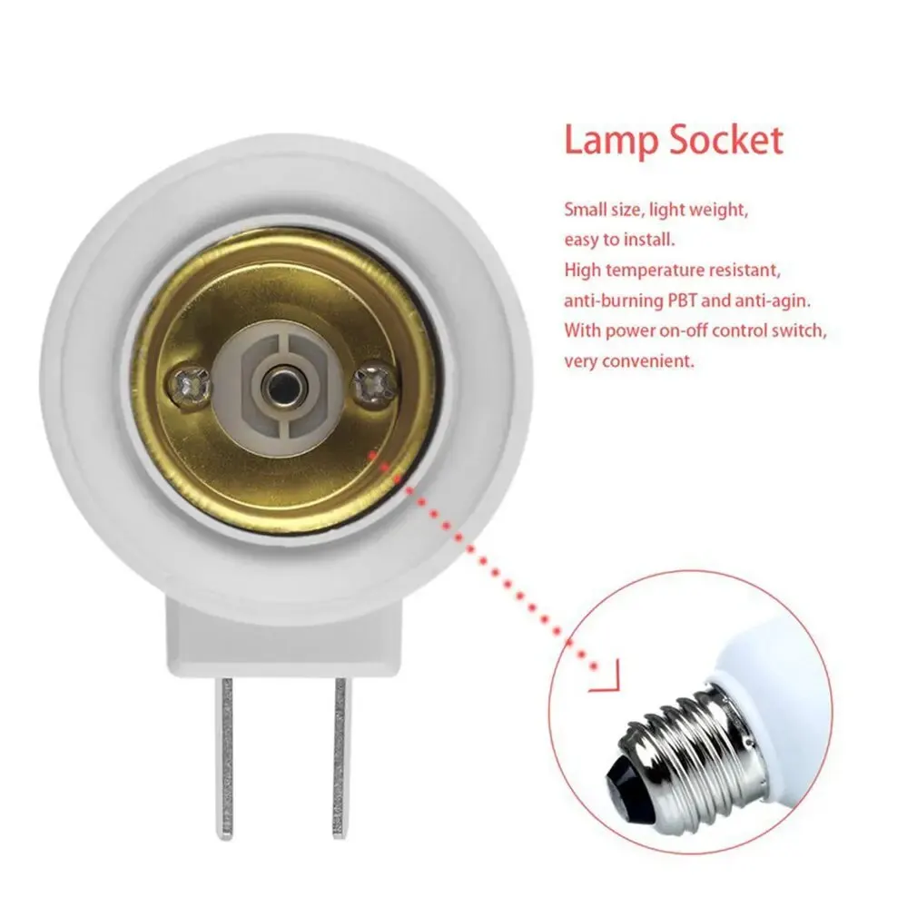 Wall Plug Type Lamp Holder Screw Mouth E27 Plastic Lamp Cap Socket Lamp Socket Converter Adapter Bulb Socket Extension
