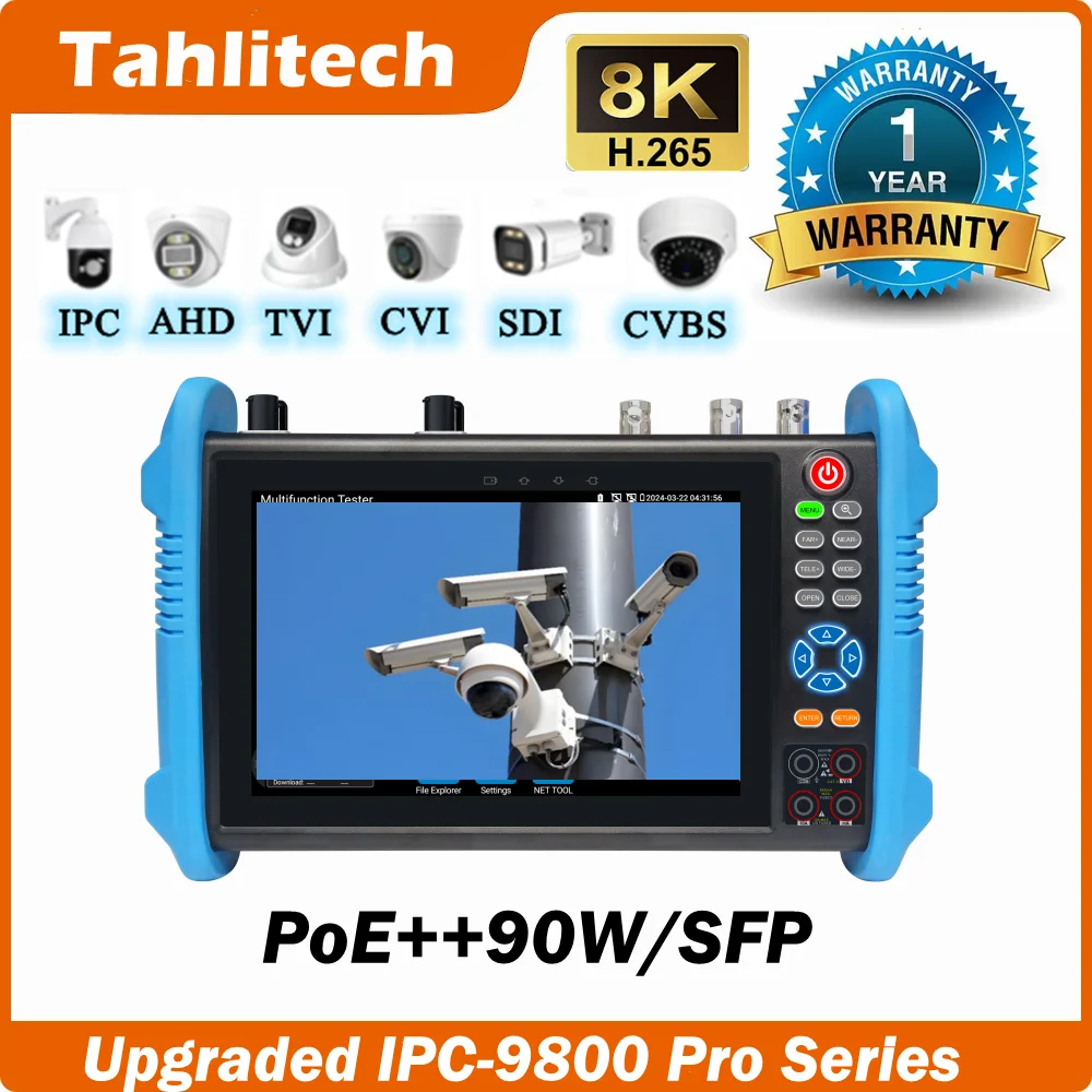 IPC-9800Pro CCTV IPC Tester POE 8MP AHD CVI TVI CVBS SDI IP Camera Testing UTP Cable Tester Onvif HDMI VGA input Power CCTV Tes