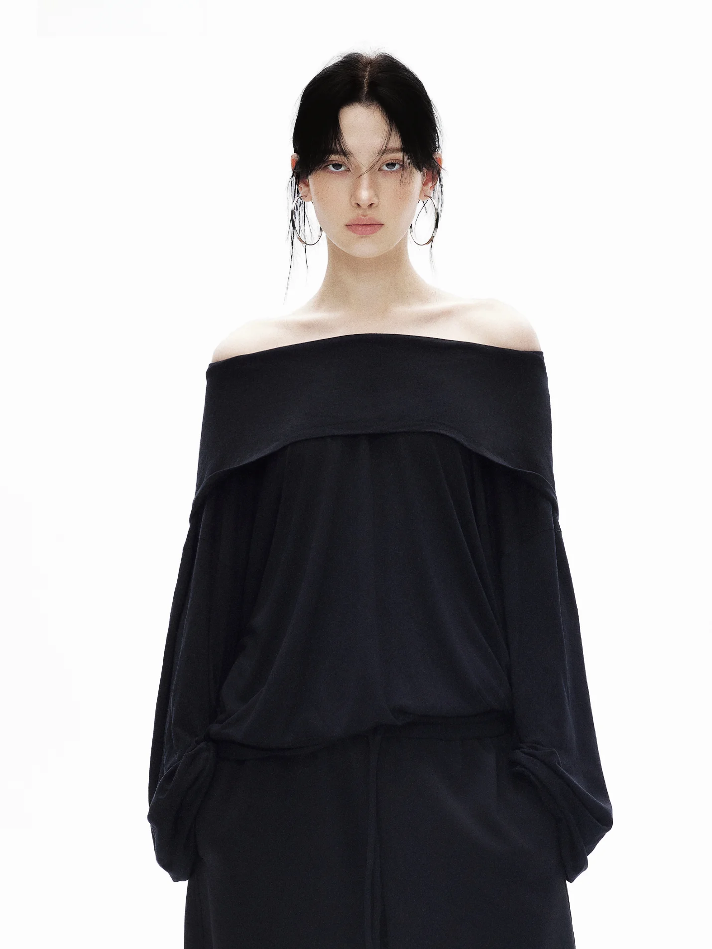 

Bla Asymmetrical oulder Thin Silk Knitted T-irt Women's Loose Sun Protection Cover Long Sve Base irt Inner Wear