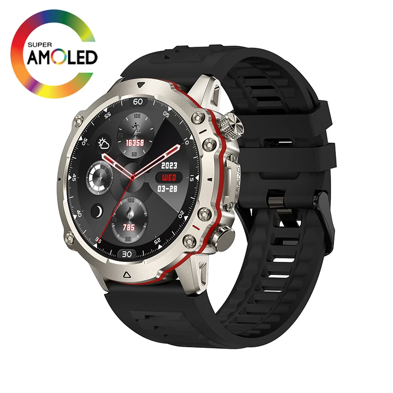 Smartwatch AMOLED Smart Watch Men Bluetooth Call Sports Fitness Tracker Custom Dial Always Display IP68 waterproof  Android IOS