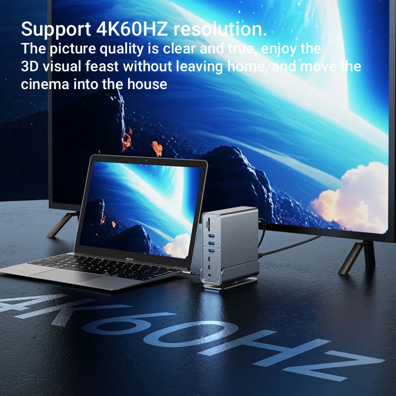 KEBIDUMEI 15 IN 1/13 IN 1 USB-C Docking Station 4K60Hz HDTV HUB RJ45 1000M USB 3.0 PD100W SD/TF Audio 3.5 for Macbook Laptop