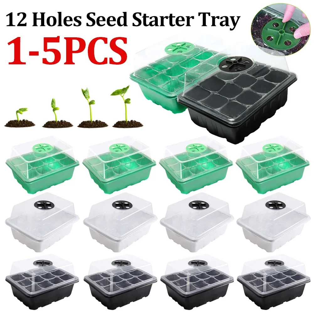 12 Holes Seed Starter Tray Stackable Plant Germination Starter Tray Mini Greenhouse Germination Tray for Succulent Plant