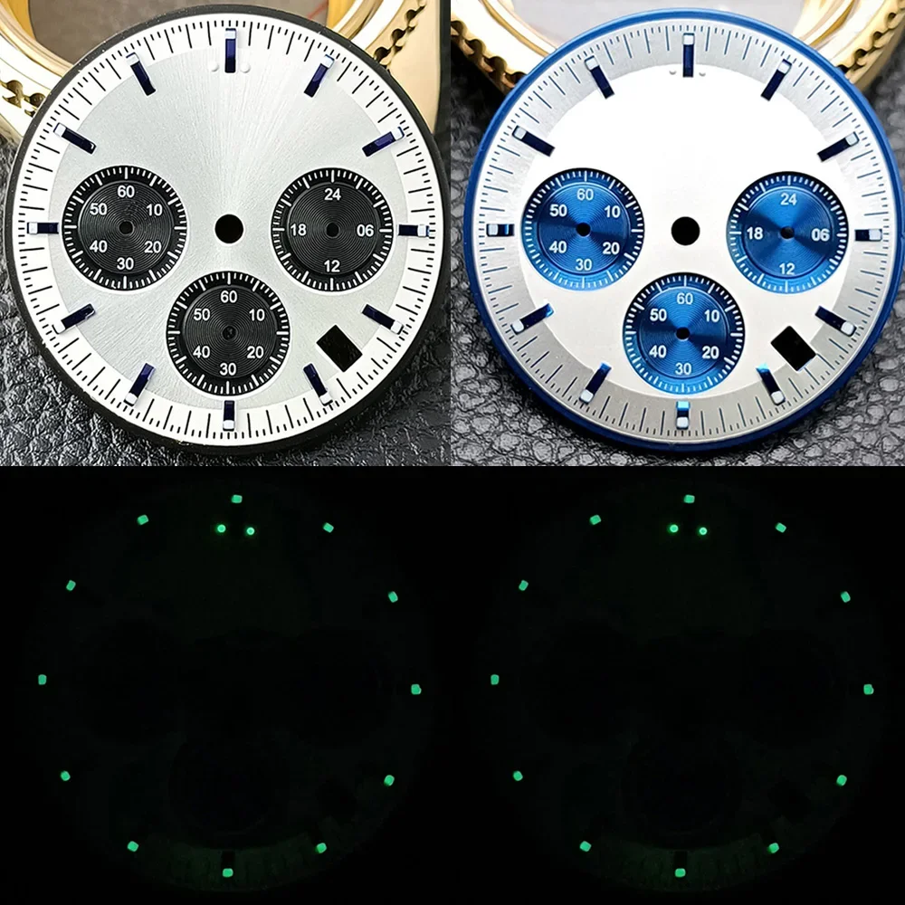 Para VK63 Dial 32,5mm tamaño grande verde luminoso modificado esfera de reloj apto para movimiento VK63 reemplazar accesorios