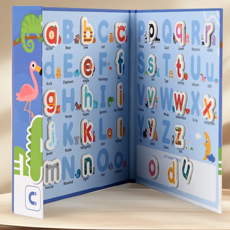 Busy Quiet Book Montessori Magnetic English Letters Card Pairing Exercise Puzzle Spelling Game Teaching Aids Education Toys Gift