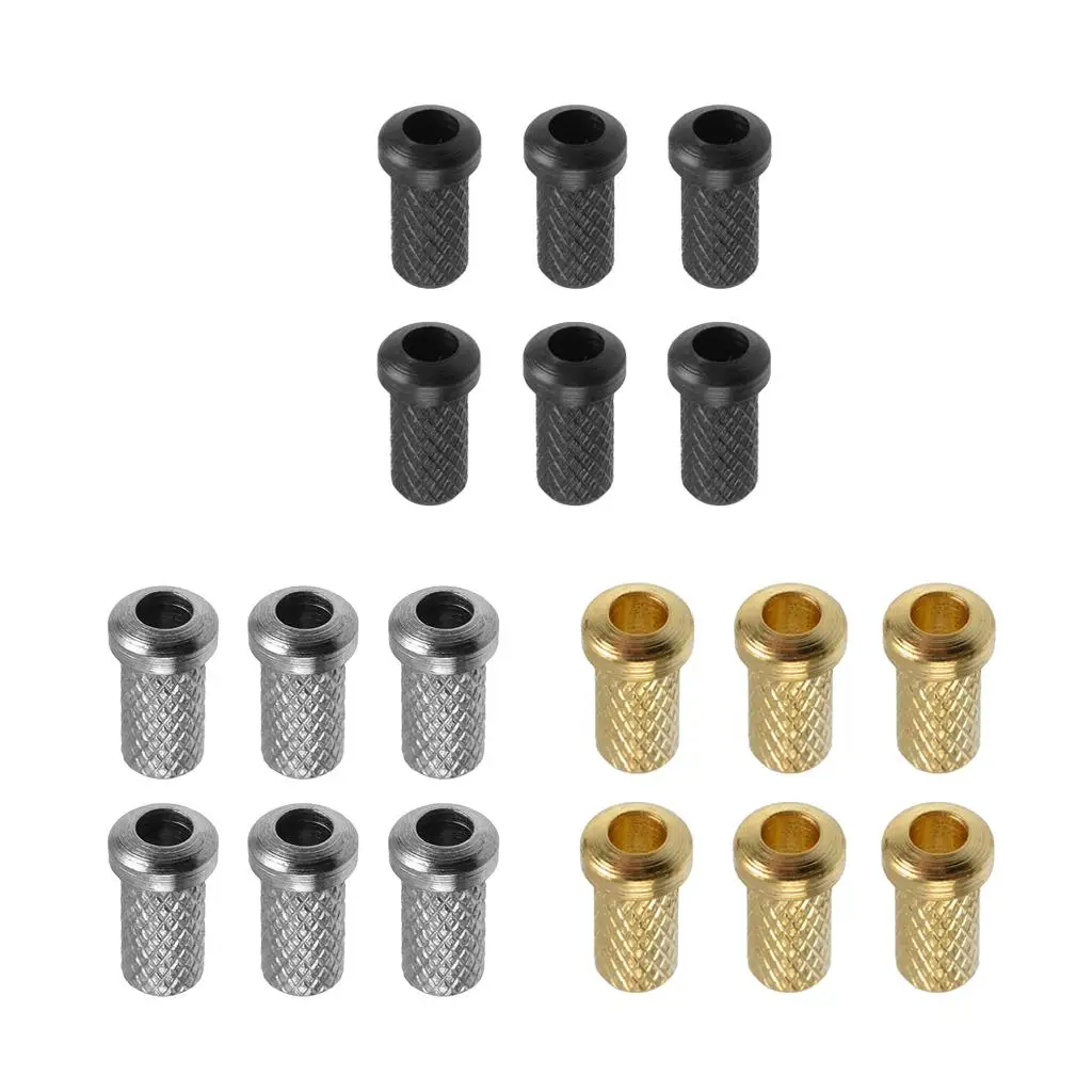 Guitar Through Body Ferrules 6pcs Iron Black Electric Guitar Parts String Mounting Bushings Repair Kit for Luthiers