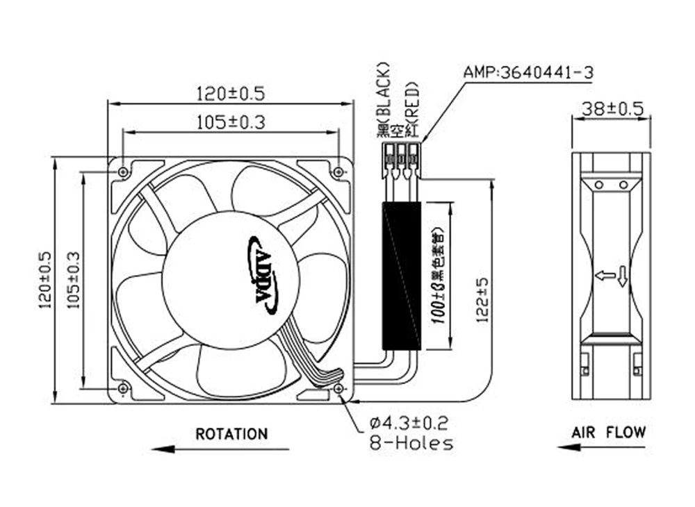 AA1282HB-AW 12038 220V 0.13/0.11A 120x120x38mm ventola di raffreddamento a flusso assiale