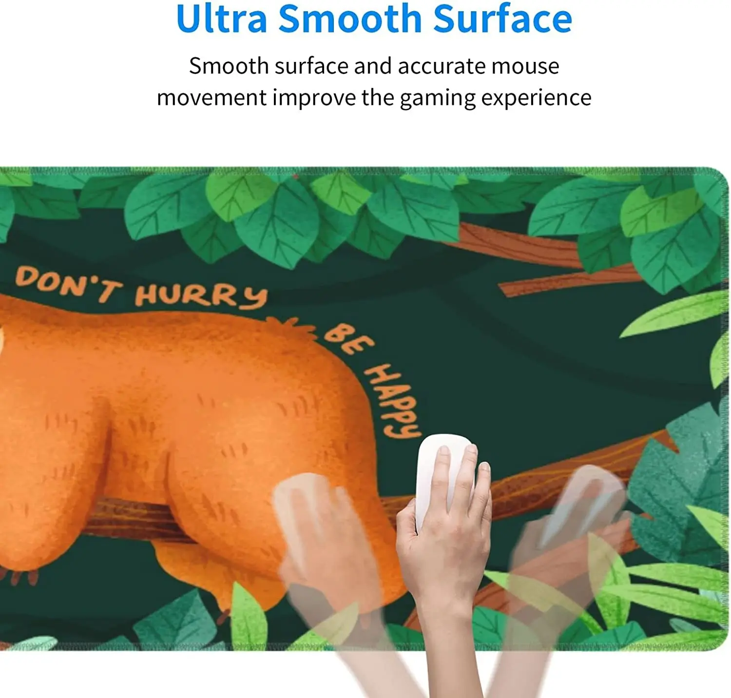 Funny Sloth Gaming Mouse Pad Big Desk Mat with Stitched Edges Mousepad Laptop 31.5X11.8 Inch Large Mouse Pad XXL