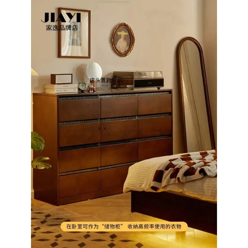 Solid Wood Vintage Living Room Wall-Mounted Drawer Cabinet Bedroom Storage Organizer Desk DecorationX14