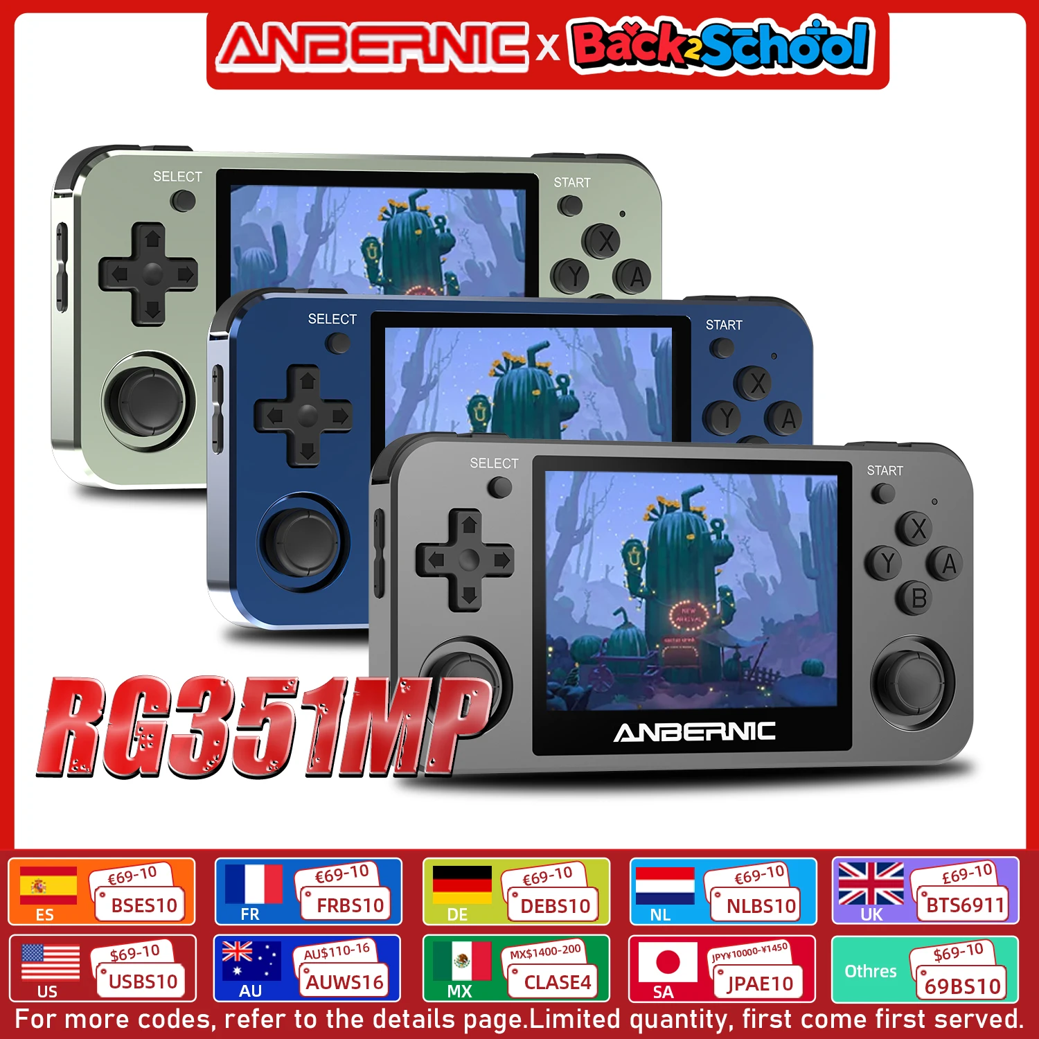 

Портативный игровой плеер ANBERNIC RG351MP, карманный игровой автомат, 3,5-дюймовый IPS-экран, поддержка игр, внешний Wi-Fi 64G 2400 игр