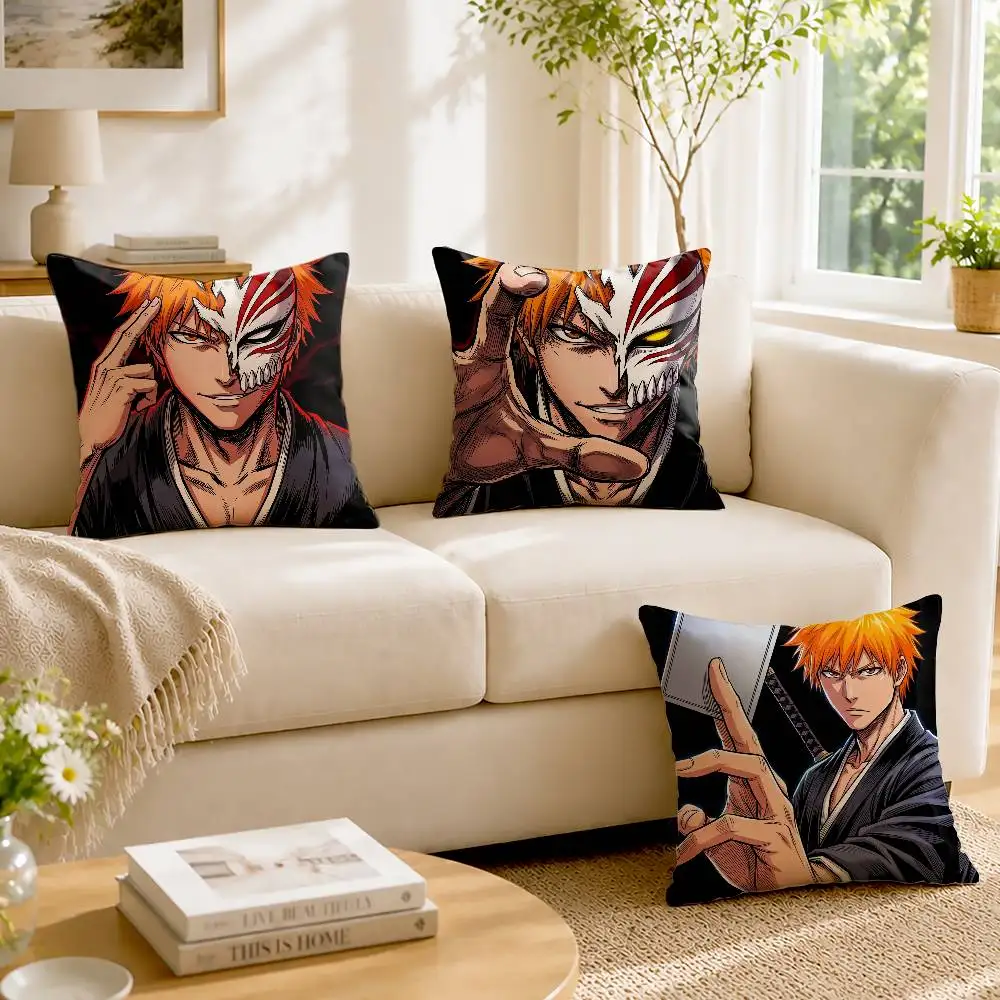 B-BLEACH K-Kurosaki Ichigo  Custom Double Sided Print Square Pillow Cushion Cover
